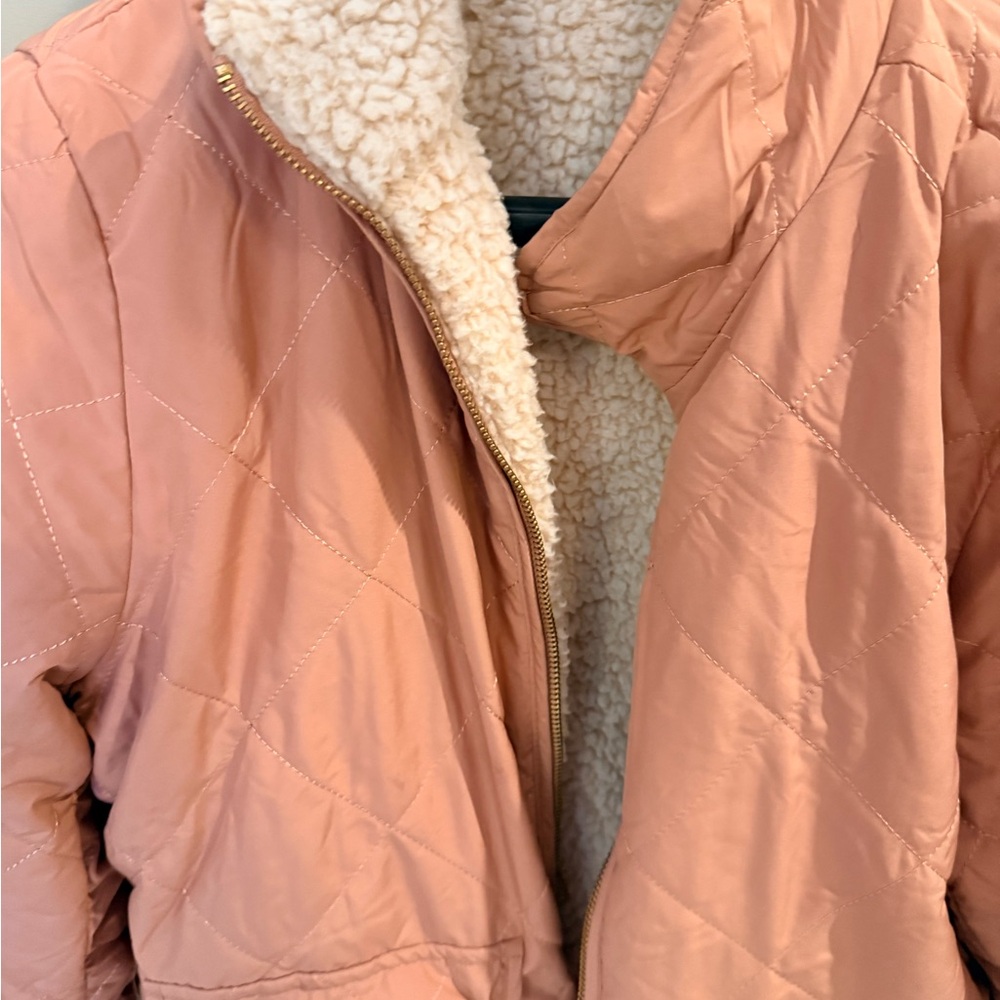 Love Tree Pink Reversible jacket with Cream Sherpa Lining